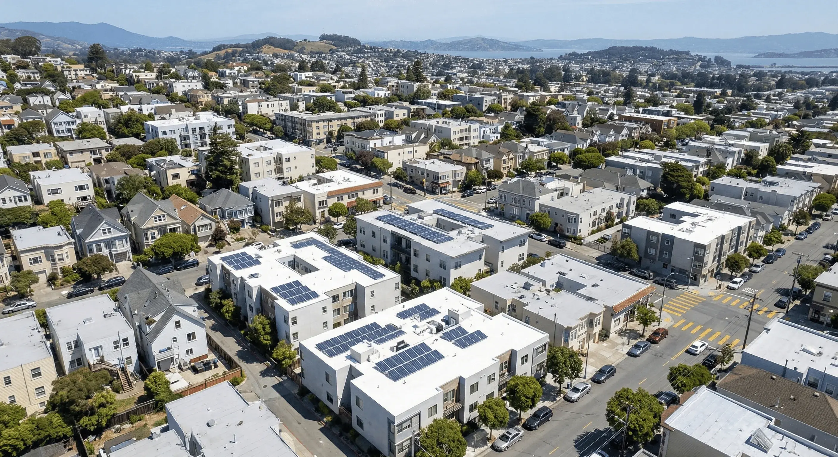Solar-ready Title 24 cool roof keeping a Bay Area property energy-efficient and ready for solar panels.